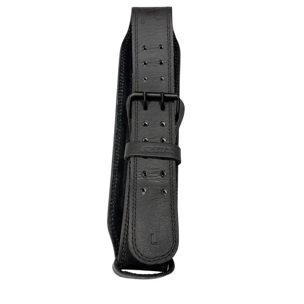 RDX L Black Leather Weightlifting Belt Gym Back Support Powerlifting Squat 4”